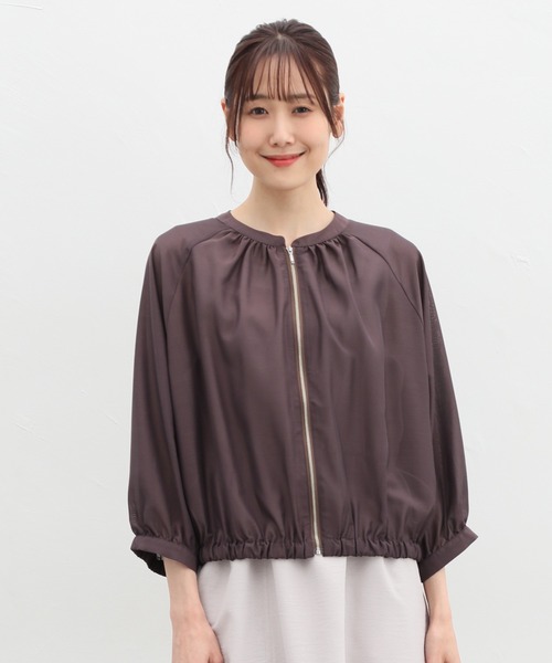 Honeys（ハニーズ）の「８分袖シアーブルゾン（ブルゾン・レディース・ブラック/スモークピンク/グレイッシュベージュ/チャコールグレー/ブラウン・S/M/L/LL）」の18枚目の写真