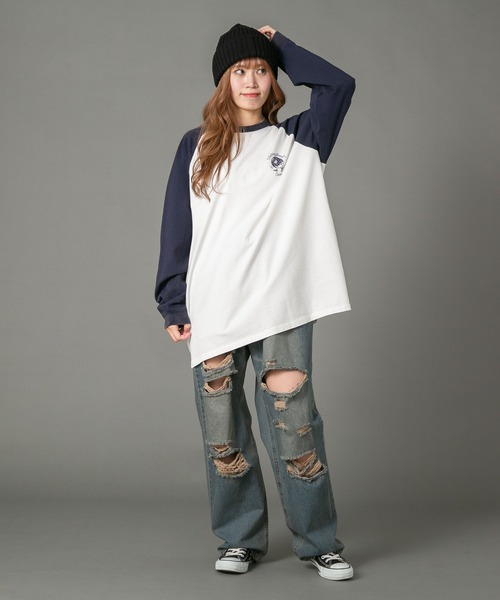 SAVIER（サビアー）の「【SAVIER/サビアー】 ルーズフィットラグランロンT（Tシャツ/カットソー・メンズ・ネイビー/ブラック・MEDIUM/LARGE）」の18枚目の写真