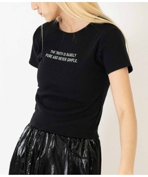 ANAP | テレコリブテキスト刺繍タイトTシャツ(Tシャツ/カットソー)