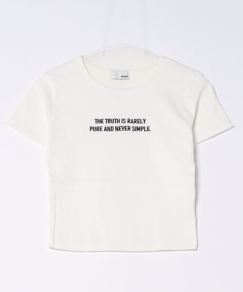 ANAP(アナップ)の「テレコリブテキスト刺繍タイトTシャツ(Tシャツ/カットソー・レディース・ブラック/グレー/ホワイト・FREE)」の11枚目の写真