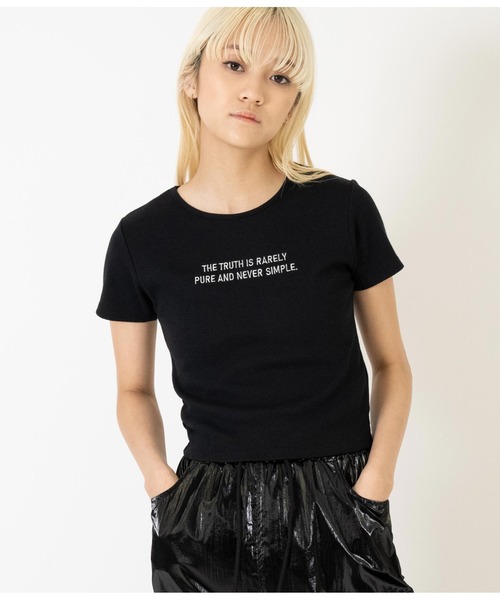 ANAP(アナップ)の「テレコリブテキスト刺繍タイトTシャツ(Tシャツ/カットソー・レディース・ブラック/グレー/ホワイト・FREE)」の20枚目の写真