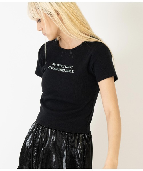 ANAP(アナップ)の「テレコリブテキスト刺繍タイトTシャツ(Tシャツ/カットソー・レディース・ブラック/グレー/ホワイト・FREE)」の21枚目の写真