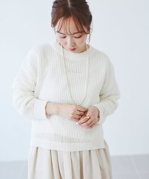 【セール】テープヤーンメッシュプルオーバー（ニット/セーター）｜le.coeur blanc（ルクールブラン）