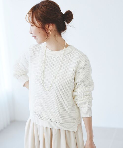 【セール】テープヤーンメッシュプルオーバー（ニット/セーター）｜le.coeur blanc（ルクールブラン）
