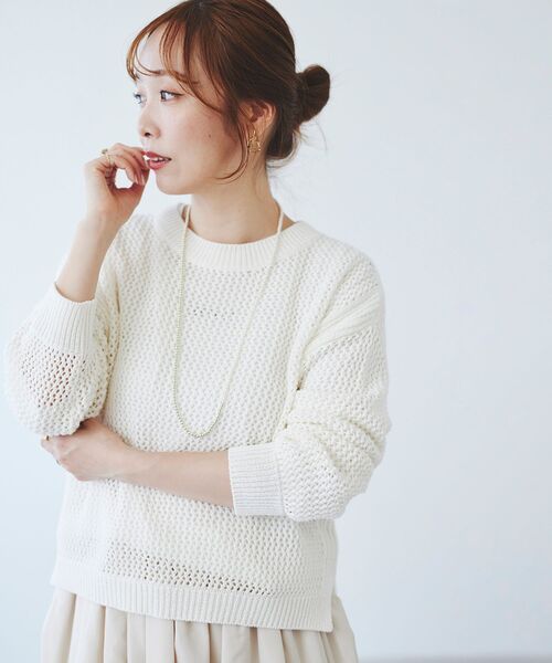 【セール】テープヤーンメッシュプルオーバー（ニット/セーター）｜le.coeur blanc（ルクールブラン）