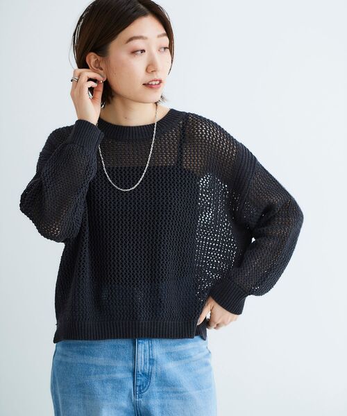 【セール】テープヤーンメッシュプルオーバー（ニット/セーター）｜le.coeur blanc（ルクールブラン）