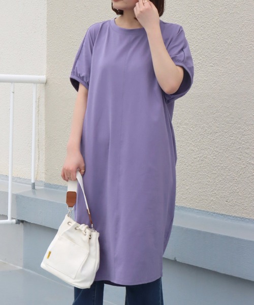libelle more(リベル モア)の「《接触冷感》USAコットン 切替ワンピース(ワンピース・レディース・パープル/ブラック/ベージュ/ラベンダー/ライトカーキ・M/L)」の2枚目の写真