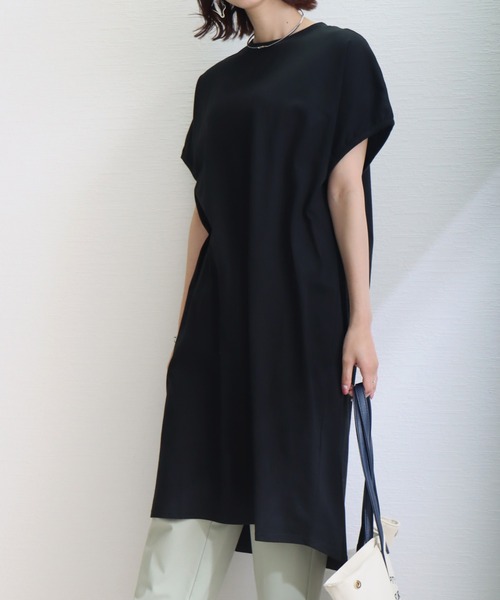libelle more(リベル モア)の「《接触冷感》USAコットン 切替ワンピース(ワンピース・レディース・パープル/ブラック/ベージュ/ラベンダー/ライトカーキ・M/L)」の1枚目の写真