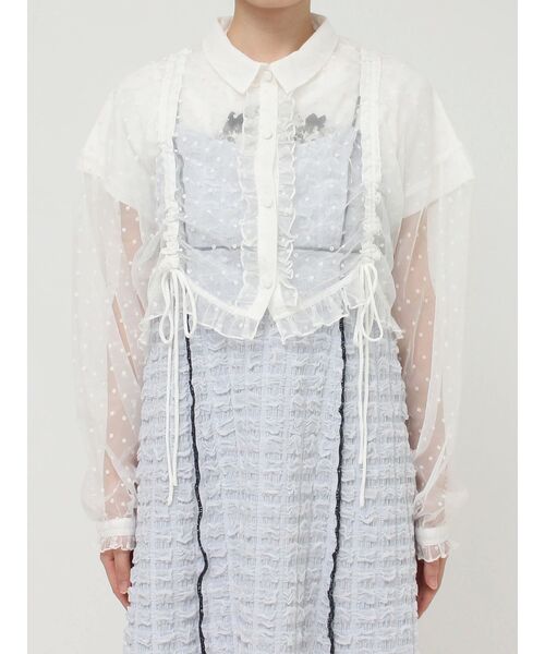 merry jenny（メリージェニー）の「【WEB限定】flowerシアードロストショートブラウス（シャツ/ブラウス・レディース・オフホワイト/ブラック・FREE）」の8枚目の写真