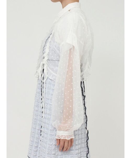 merry jenny（メリージェニー）の「【WEB限定】flowerシアードロストショートブラウス（シャツ/ブラウス・レディース・オフホワイト/ブラック・FREE）」の9枚目の写真