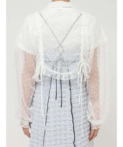 merry jenny（メリージェニー）の「【WEB限定】flowerシアードロストショートブラウス（シャツ/ブラウス・レディース・オフホワイト/ブラック・FREE）」の10枚目の写真