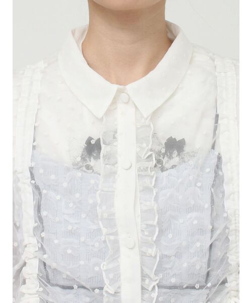 merry jenny（メリージェニー）の「【WEB限定】flowerシアードロストショートブラウス（シャツ/ブラウス・レディース・オフホワイト/ブラック・FREE）」の11枚目の写真