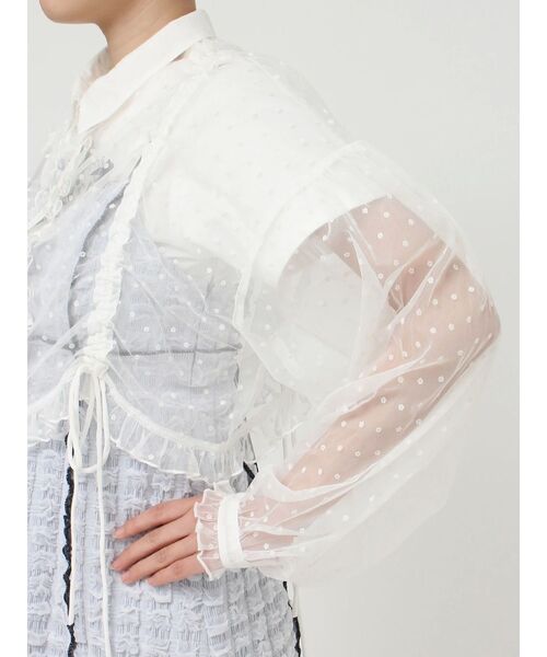 merry jenny（メリージェニー）の「【WEB限定】flowerシアードロストショートブラウス（シャツ/ブラウス・レディース・オフホワイト/ブラック・FREE）」の12枚目の写真