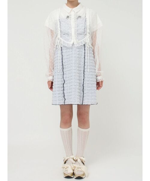 merry jenny（メリージェニー）の「【WEB限定】flowerシアードロストショートブラウス（シャツ/ブラウス・レディース・オフホワイト/ブラック・FREE）」の16枚目の写真