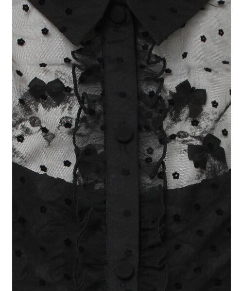 merry jenny（メリージェニー）の「【WEB限定】flowerシアードロストショートブラウス（シャツ/ブラウス・レディース・オフホワイト/ブラック・FREE）」の17枚目の写真