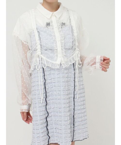 merry jenny（メリージェニー）の「【WEB限定】flowerシアードロストショートブラウス（シャツ/ブラウス・レディース・オフホワイト/ブラック・FREE）」の19枚目の写真