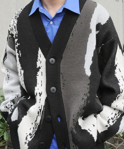 NILWAY（ニルウェイ）の「オーバーサイズスプラッシュカーディガン（カーディガン/ボレロ・メンズ・ホワイト/ブルー/ブラック・LARGE/MEDIUM）」の19枚目の写真