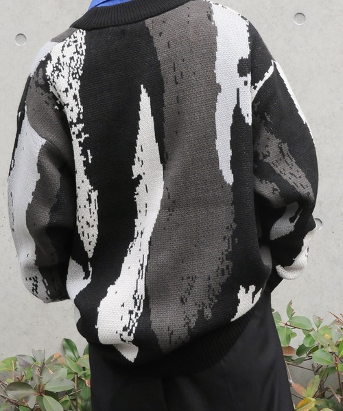 NILWAY（ニルウェイ）の「オーバーサイズスプラッシュカーディガン（カーディガン/ボレロ・メンズ・ホワイト/ブルー/ブラック・LARGE/MEDIUM）」の9枚目の写真