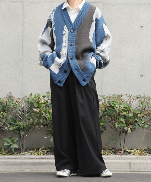 NILWAY（ニルウェイ）の「オーバーサイズスプラッシュカーディガン（カーディガン/ボレロ・メンズ・ホワイト/ブルー/ブラック・LARGE/MEDIUM）」の5枚目の写真