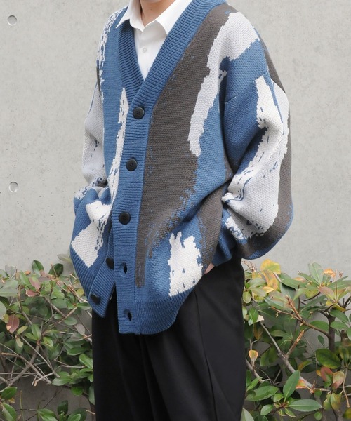 NILWAY（ニルウェイ）の「オーバーサイズスプラッシュカーディガン（カーディガン/ボレロ・メンズ・ホワイト/ブルー/ブラック・LARGE/MEDIUM）」の12枚目の写真