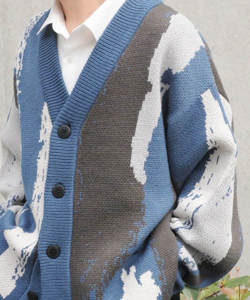 NILWAY（ニルウェイ）の「オーバーサイズスプラッシュカーディガン（カーディガン/ボレロ・メンズ・ホワイト/ブルー/ブラック・LARGE/MEDIUM）」の14枚目の写真