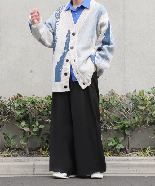 NILWAY（ニルウェイ）の「オーバーサイズスプラッシュカーディガン（カーディガン/ボレロ・メンズ・ホワイト/ブルー/ブラック・LARGE/MEDIUM）」の16枚目の写真