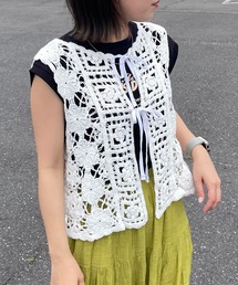 リボンレースかぎ編みベスト