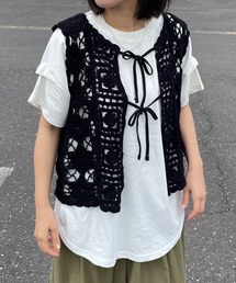 リボンレースかぎ編みベスト