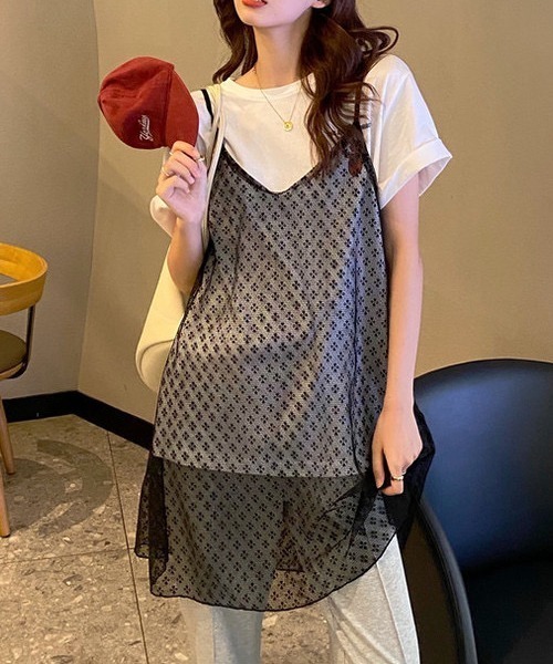 Sibra(シブラ)の「チュールキャミワンピース(ワンピース・レディース・ホワイト/ブラック・M)」の7枚目の写真