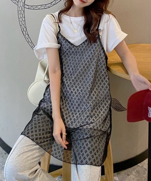 Sibra(シブラ)の「チュールキャミワンピース(ワンピース・レディース・ホワイト/ブラック・M)」の4枚目の写真