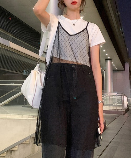 Sibra(シブラ)の「チュールキャミワンピース(ワンピース・レディース・ホワイト/ブラック・M)」の13枚目の写真