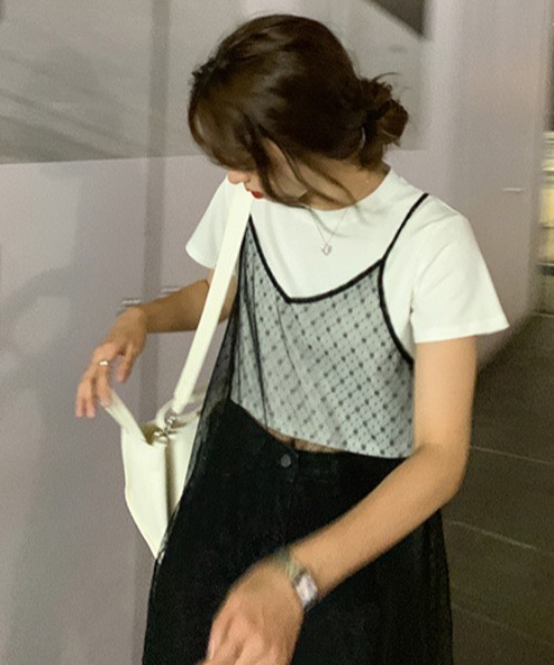 Sibra(シブラ)の「チュールキャミワンピース(ワンピース・レディース・ホワイト/ブラック・M)」の14枚目の写真