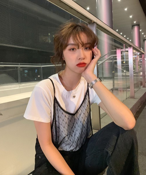 Sibra(シブラ)の「チュールキャミワンピース(ワンピース・レディース・ホワイト/ブラック・M)」の15枚目の写真
