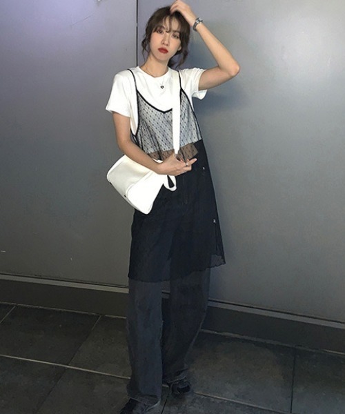 Sibra(シブラ)の「チュールキャミワンピース(ワンピース・レディース・ホワイト/ブラック・M)」の16枚目の写真