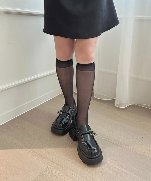 apres jour×ARIAZ】シンプルシアーハイソックス【黒白2色セット