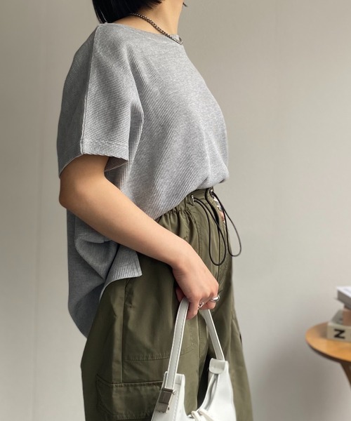 sakishimatokyo（サキシマトーキョー）の「【USAコットン】ビッグシルエット 半袖ワッフルTシャツ（Tシャツ/カットソー・レディース・ホワイト/ブラック/チャコールグレー/グレー・FREE）」の20枚目の写真