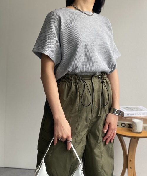 sakishimatokyo（サキシマトーキョー）の「【USAコットン】ビッグシルエット 半袖ワッフルTシャツ（Tシャツ/カットソー・レディース・ホワイト/ブラック/チャコールグレー/グレー・FREE）」の17枚目の写真