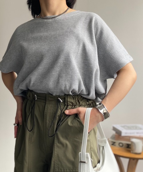 sakishimatokyo（サキシマトーキョー）の「【USAコットン】ビッグシルエット 半袖ワッフルTシャツ（Tシャツ/カットソー・レディース・ホワイト/ブラック/チャコールグレー/グレー・FREE）」の16枚目の写真