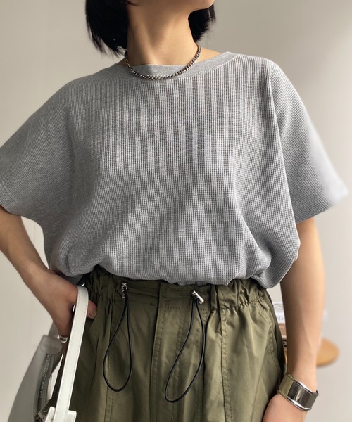 sakishimatokyo（サキシマトーキョー）の「【USAコットン】ビッグシルエット 半袖ワッフルTシャツ（Tシャツ/カットソー・レディース・ホワイト/ブラック/チャコールグレー/グレー・FREE）」の15枚目の写真