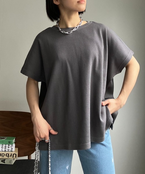 sakishimatokyo（サキシマトーキョー）の「【USAコットン】ビッグシルエット 半袖ワッフルTシャツ（Tシャツ/カットソー・レディース・ホワイト/ブラック/チャコールグレー/グレー・FREE）」の14枚目の写真