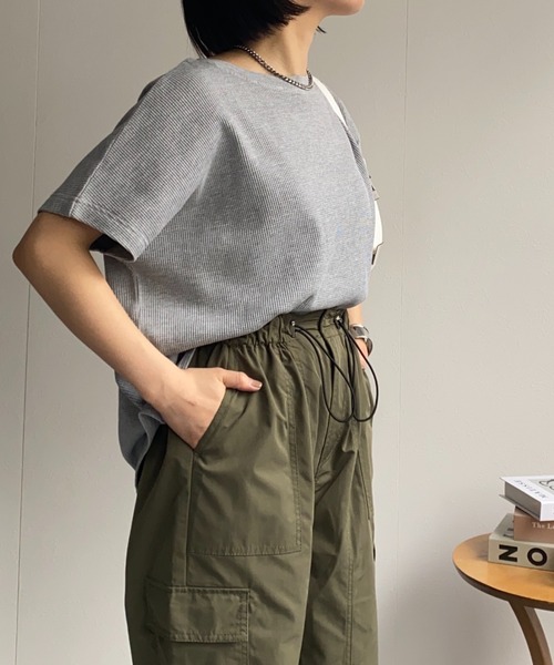 sakishimatokyo（サキシマトーキョー）の「【USAコットン】ビッグシルエット 半袖ワッフルTシャツ（Tシャツ/カットソー・レディース・ホワイト/ブラック/チャコールグレー/グレー・FREE）」の13枚目の写真