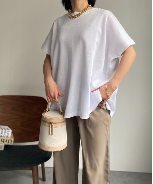 sakishimatokyo（サキシマトーキョー）の「【USAコットン】ビッグシルエット 半袖ワッフルTシャツ（Tシャツ/カットソー・レディース・ホワイト/ブラック/チャコールグレー/グレー・FREE）」の12枚目の写真