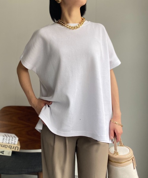 sakishimatokyo（サキシマトーキョー）の「【USAコットン】ビッグシルエット 半袖ワッフルTシャツ（Tシャツ/カットソー・レディース・ホワイト/ブラック/チャコールグレー/グレー・FREE）」の11枚目の写真