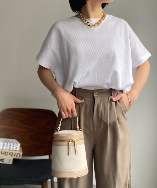 sakishimatokyo（サキシマトーキョー）の「【USAコットン】ビッグシルエット 半袖ワッフルTシャツ（Tシャツ/カットソー・レディース・ホワイト/ブラック/チャコールグレー/グレー・FREE）」の10枚目の写真