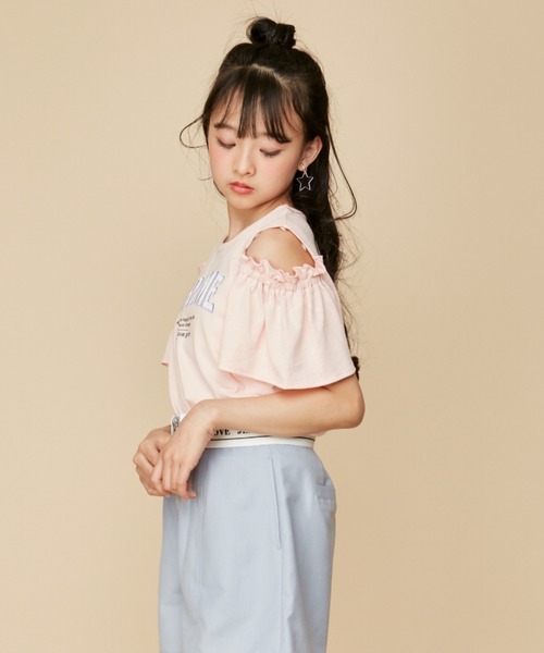 JENNI love(ジェニィラブ)の「2wayそでフリル肩あきTシャツ(Tシャツ/カットソー・キッズ・オフホワイト/ピンク/ラベンダー・130cm/140cm/150cm/160cm)」の1枚目の写真