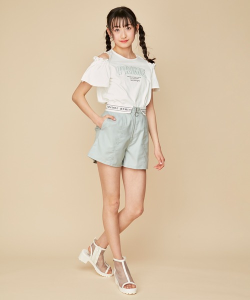 JENNI love(ジェニィラブ)の「2wayそでフリル肩あきTシャツ(Tシャツ/カットソー・キッズ・オフホワイト/ピンク/ラベンダー・130cm/140cm/150cm/160cm)」の4枚目の写真