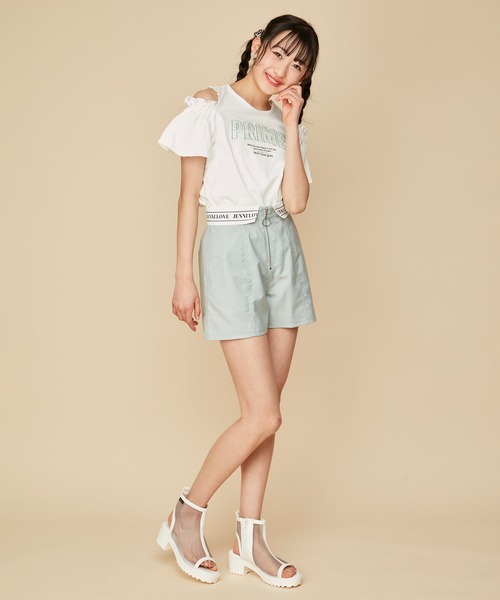JENNI love(ジェニィラブ)の「2wayそでフリル肩あきTシャツ(Tシャツ/カットソー・キッズ・オフホワイト/ピンク/ラベンダー・130cm/140cm/150cm/160cm)」の5枚目の写真