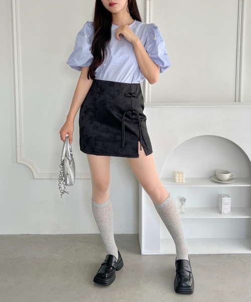 Loueme(ルエム)の「チャイナミニスカート(スカート・レディース・アイボリー/ピンク/ブラック・M/L)」の4枚目の写真