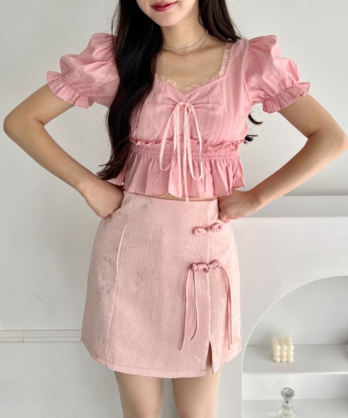 Loueme(ルエム)の「チャイナミニスカート(スカート・レディース・アイボリー/ピンク/ブラック・M/L)」の5枚目の写真