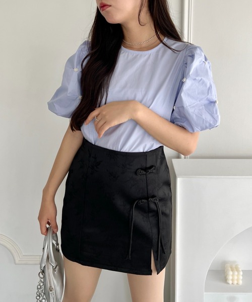 Loueme(ルエム)の「チャイナミニスカート(スカート・レディース・アイボリー/ピンク/ブラック・M/L)」の10枚目の写真